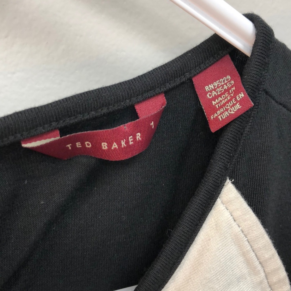 TED BAKER | Black ruffle tuxedo mini dress 0 - Picture 4 of 7